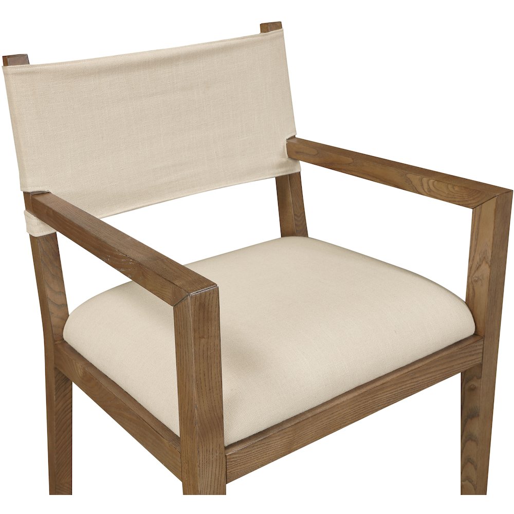 Avon Beige Linen Textured Fabric Dining Arm Chair. Picture 4