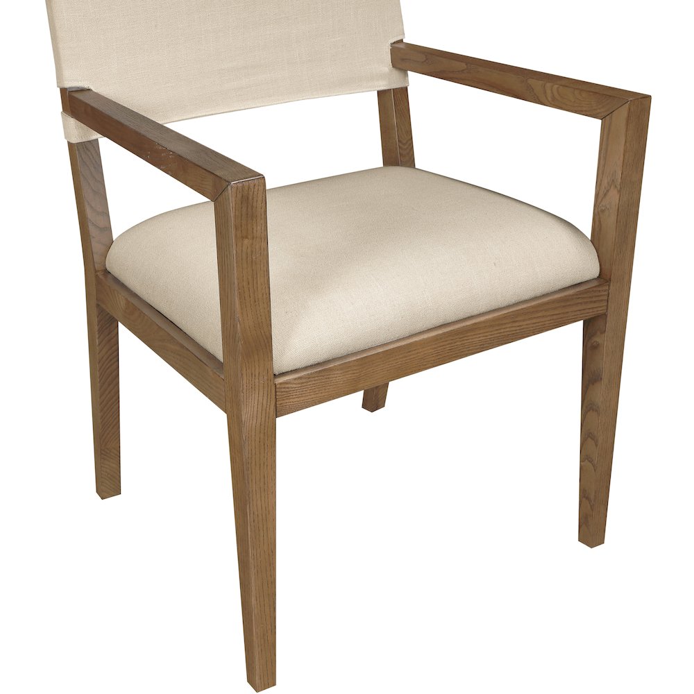 Avon Beige Linen Textured Fabric Dining Arm Chair. Picture 5