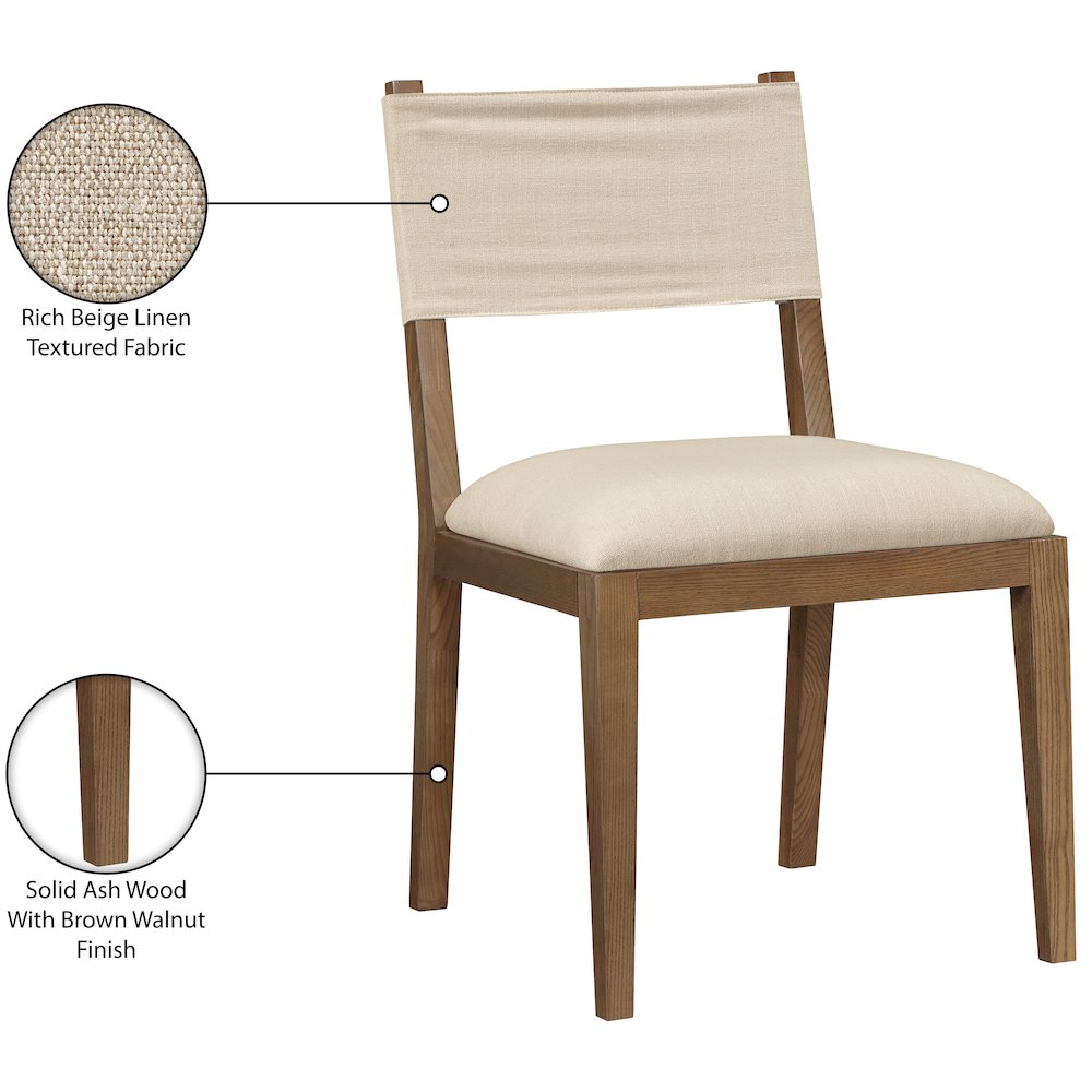 Avon Beige Linen Textured Fabric Dining Side Chair, Set of 2. Picture 12