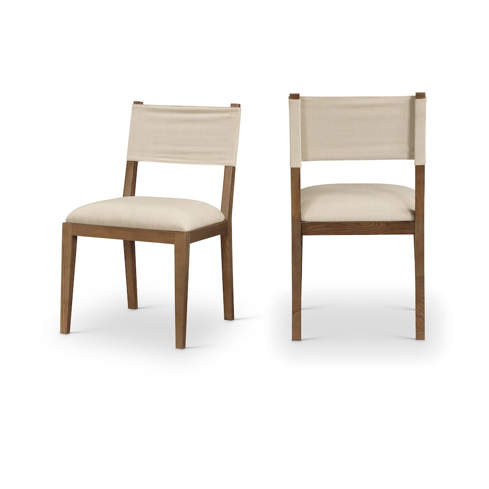 Avon Beige Linen Textured Fabric Dining Side Chair, Set of 2. Picture 1