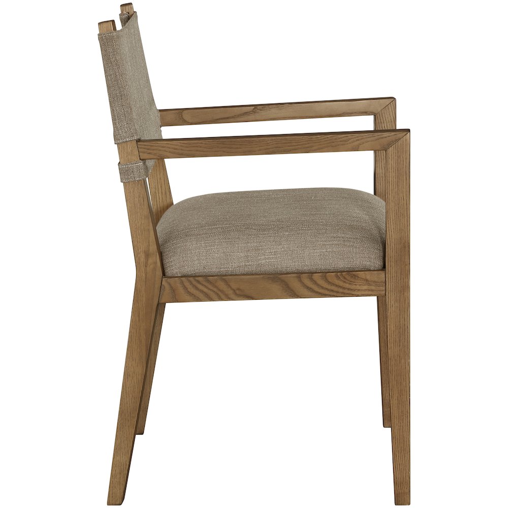 Avon Brown Linen Textured Fabric Dining Arm Chair. Picture 8