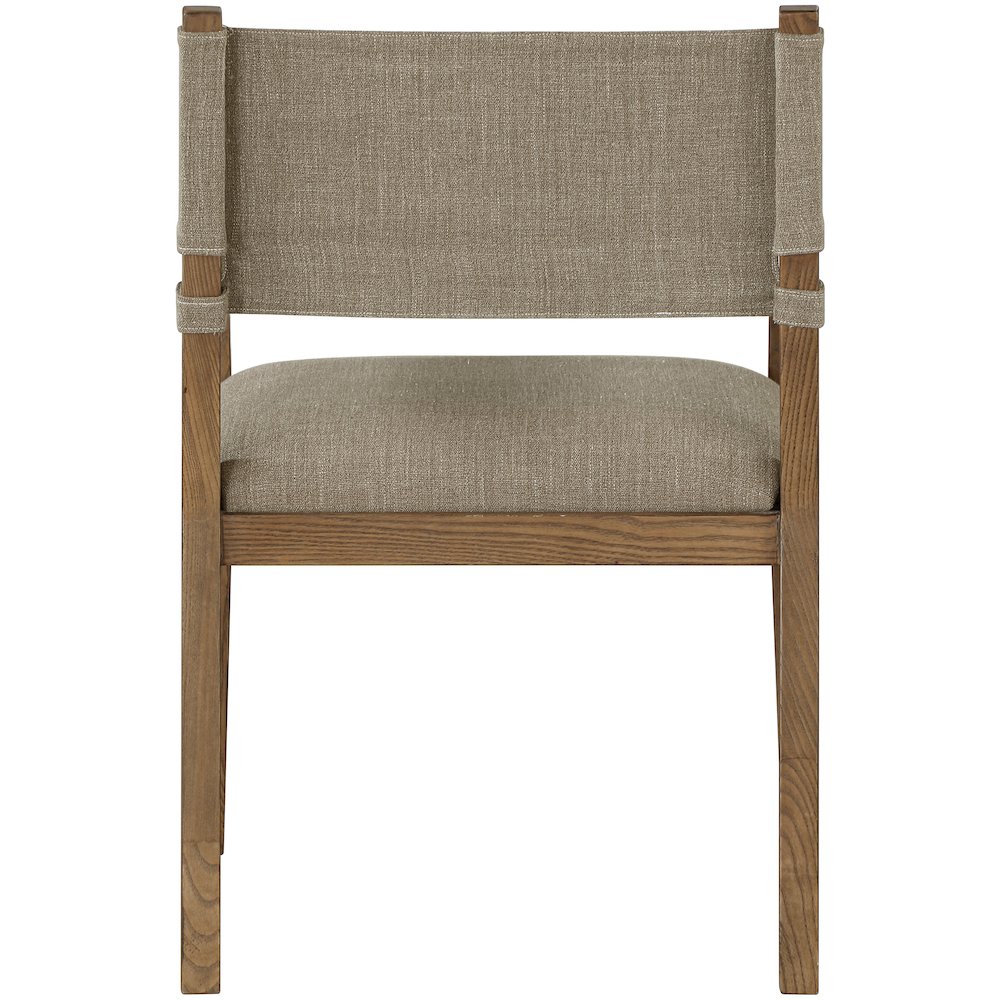 Avon Brown Linen Textured Fabric Dining Arm Chair. Picture 3
