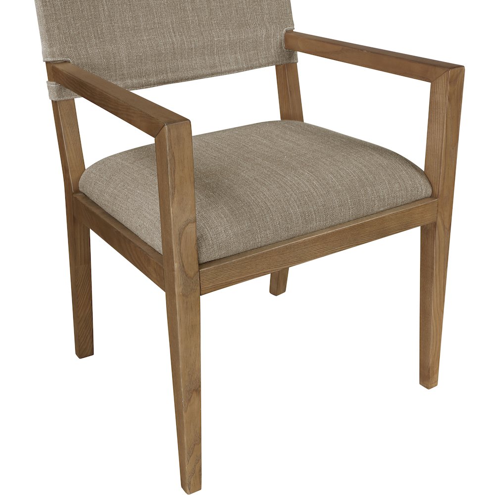 Avon Brown Linen Textured Fabric Dining Arm Chair. Picture 5