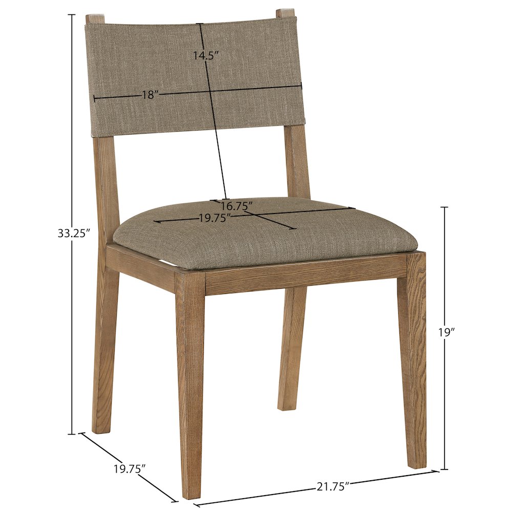 Avon Brown Linen Textured Fabric Dining Side Chair, Set of 2. Picture 11