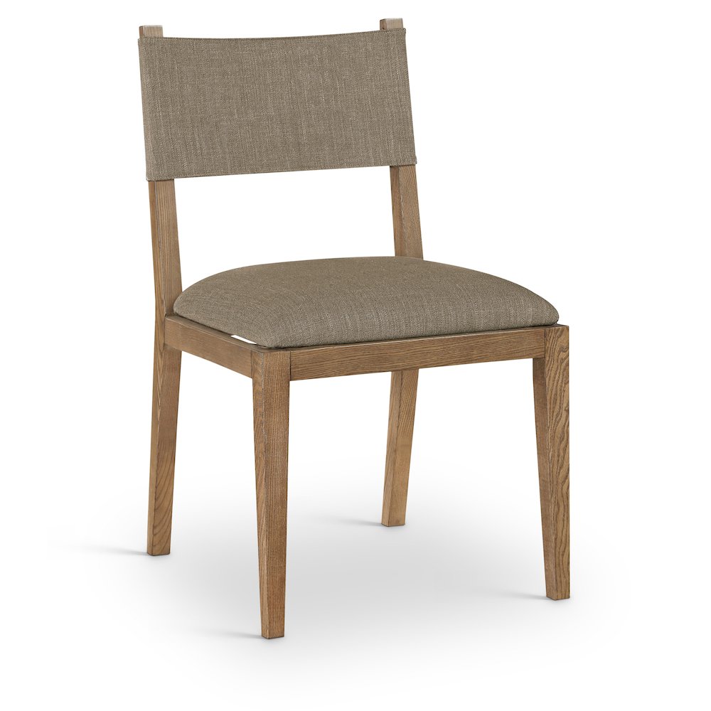 Avon Brown Linen Textured Fabric Dining Side Chair, Set of 2. Picture 2