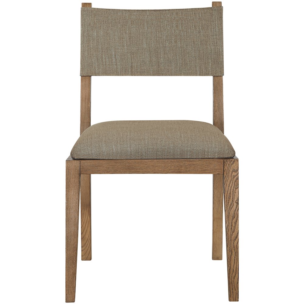 Avon Brown Linen Textured Fabric Dining Side Chair, Set of 2. Picture 3