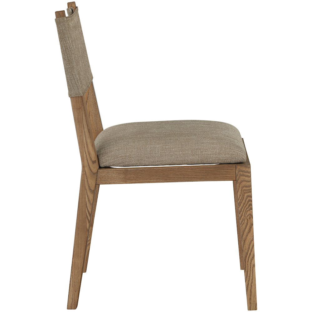 Avon Brown Linen Textured Fabric Dining Side Chair, Set of 2. Picture 4