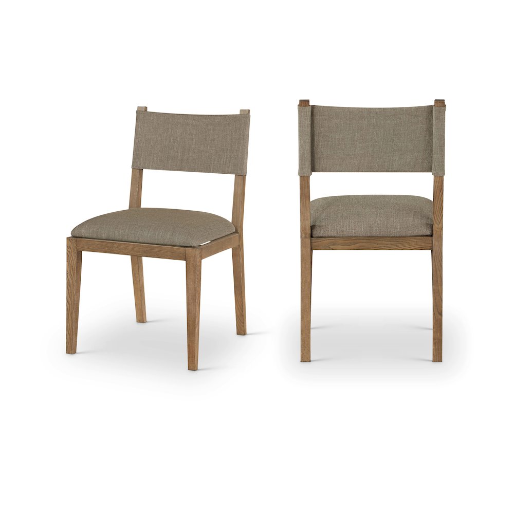 Avon Brown Linen Textured Fabric Dining Side Chair, Set of 2. Picture 1