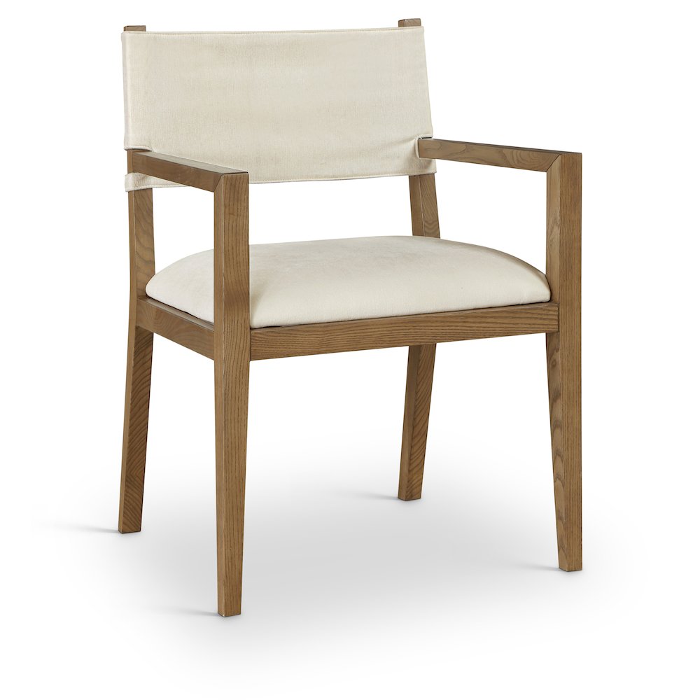 Avon Cream Linen Textured Fabric Dining Arm Chair. Picture 1