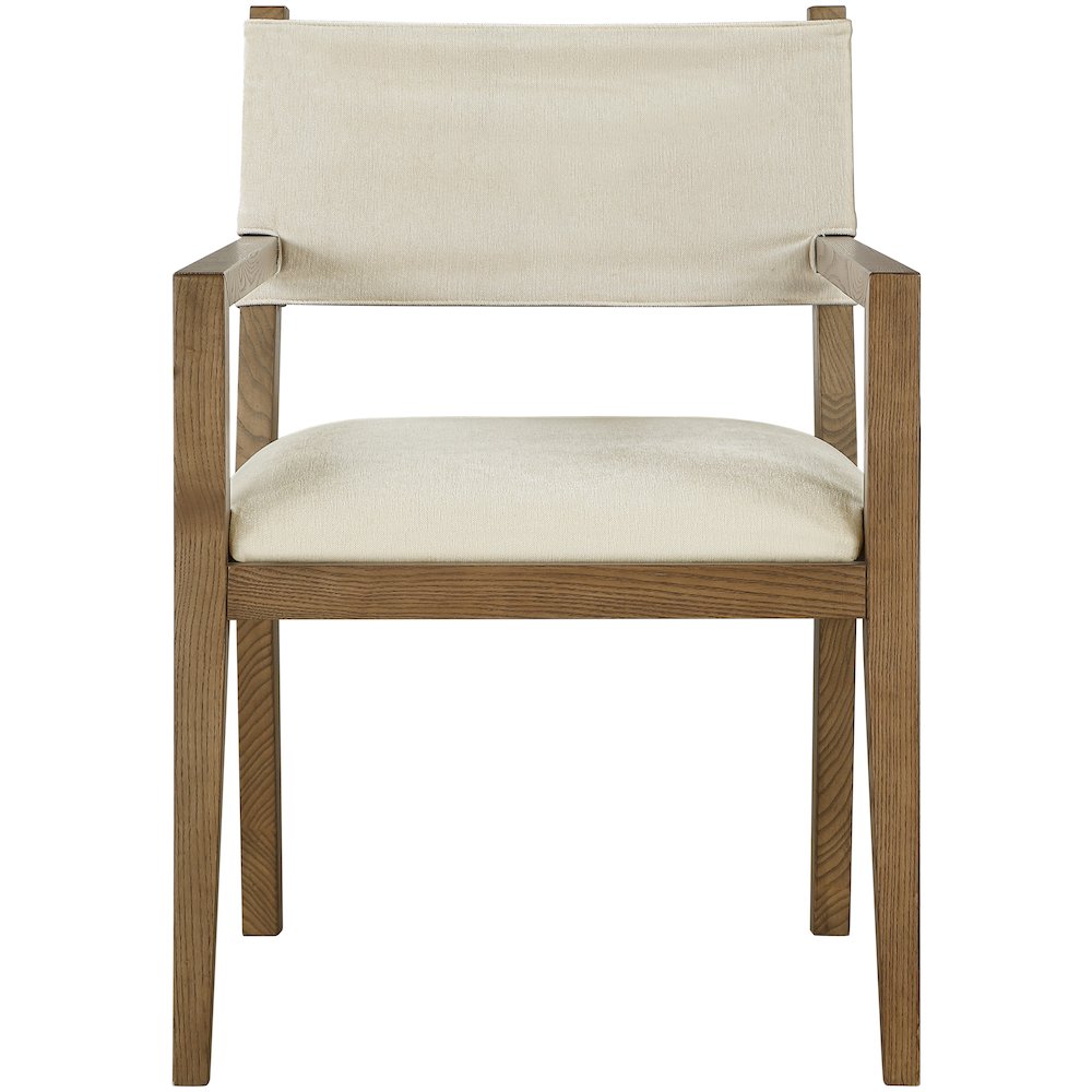Avon Cream Linen Textured Fabric Dining Arm Chair. Picture 2