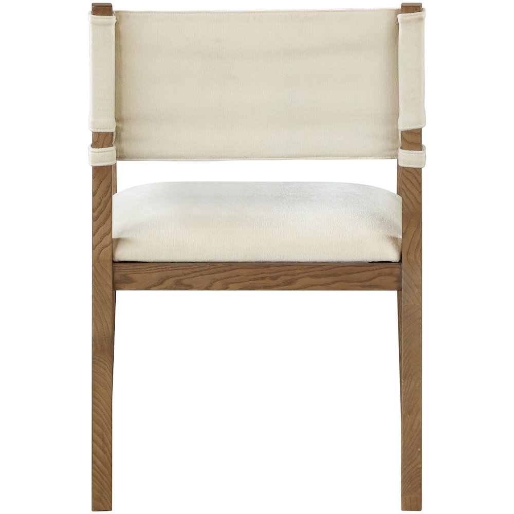 Avon Cream Linen Textured Fabric Dining Arm Chair. Picture 3