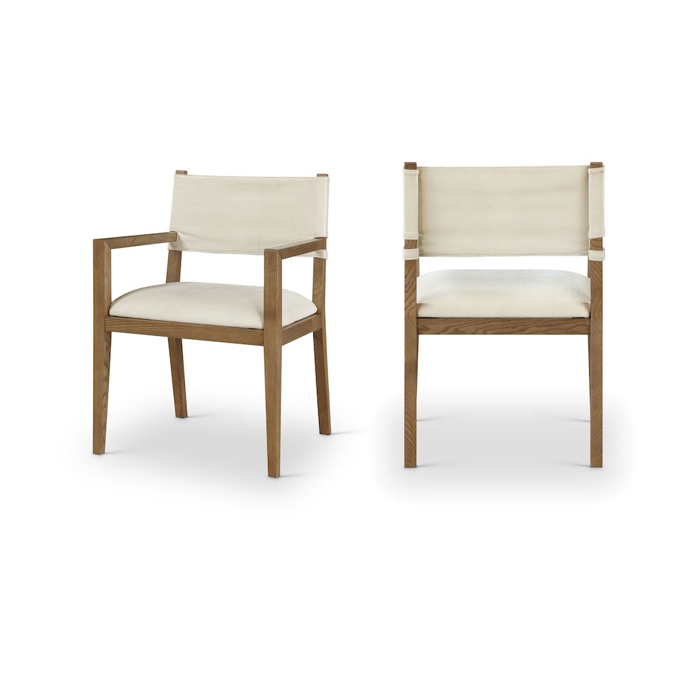 Avon Cream Linen Textured Fabric Dining Arm Chair. Picture 11