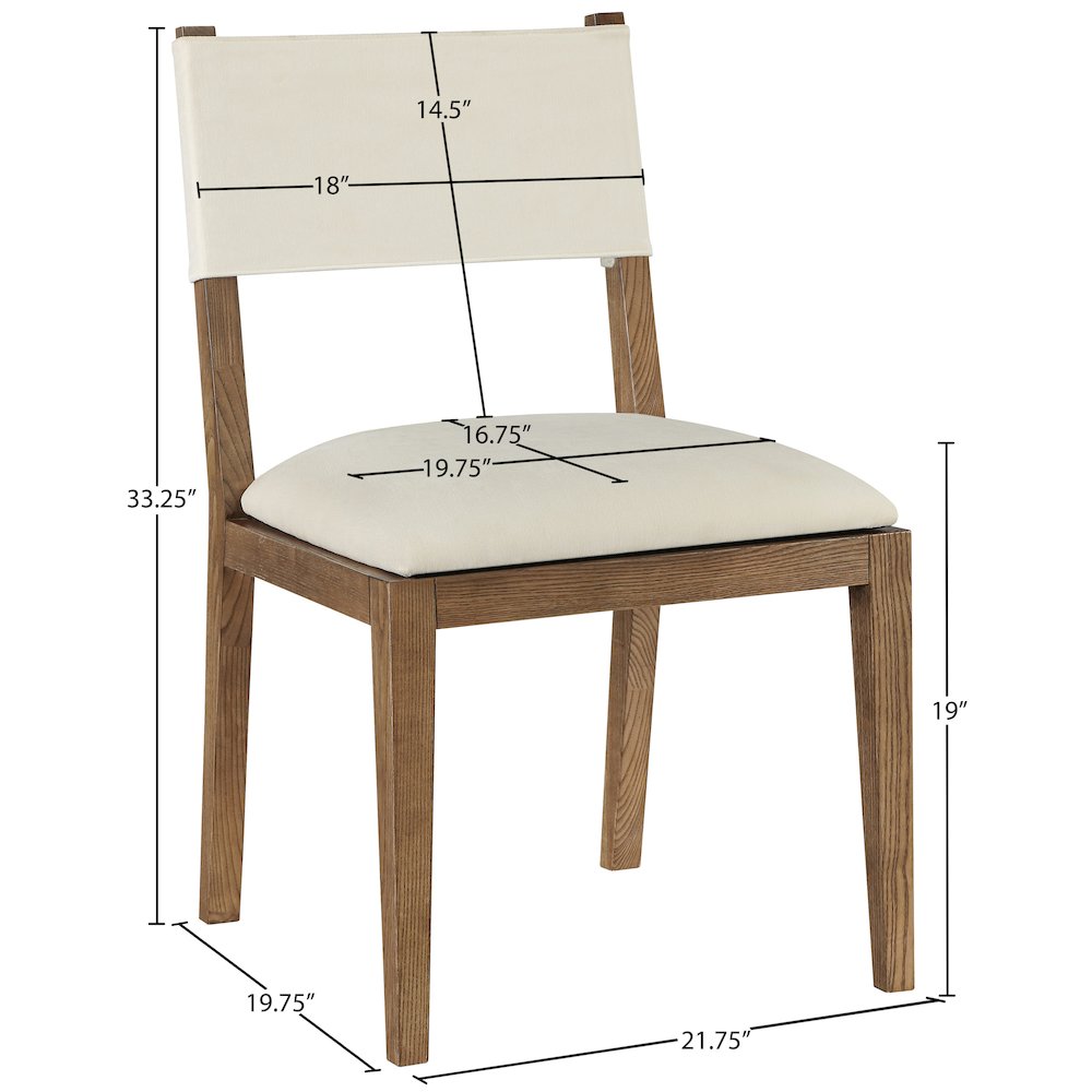 Avon Cream Linen Textured Fabric Dining Side Chair, Set of 2. Picture 11