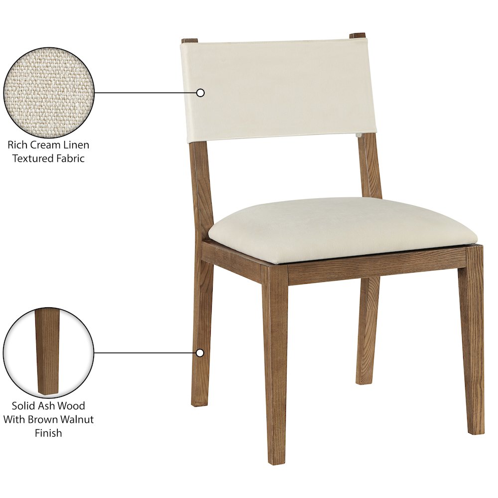 Avon Cream Linen Textured Fabric Dining Side Chair, Set of 2. Picture 12