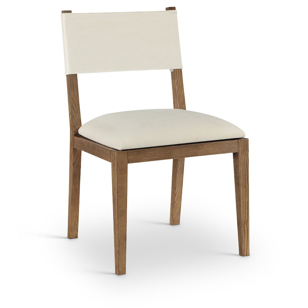Avon Cream Linen Textured Fabric Dining Side Chair, Set of 2. Picture 2