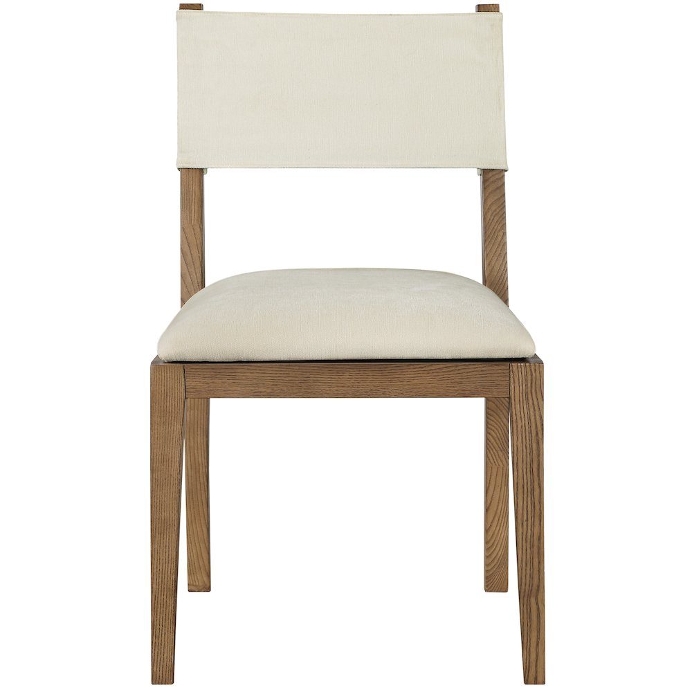 Avon Cream Linen Textured Fabric Dining Side Chair, Set of 2. Picture 3