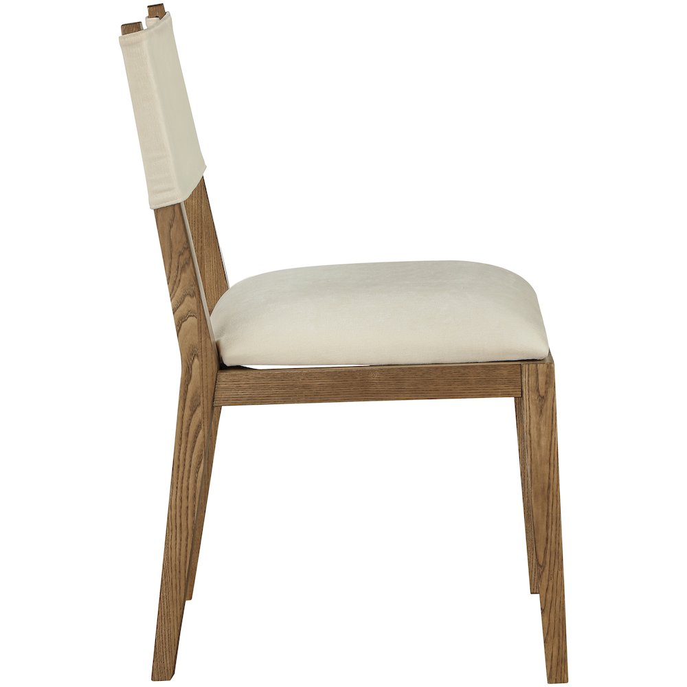 Avon Cream Linen Textured Fabric Dining Side Chair, Set of 2. Picture 4