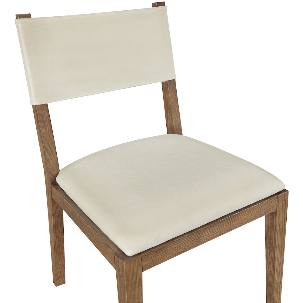 Avon Cream Linen Textured Fabric Dining Side Chair, Set of 2. Picture 6
