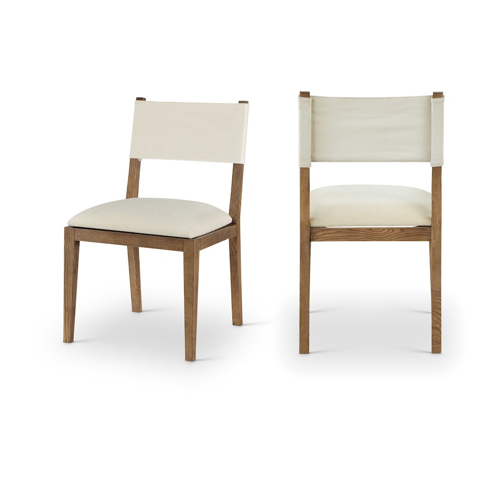 Avon Cream Linen Textured Fabric Dining Side Chair, Set of 2. Picture 1