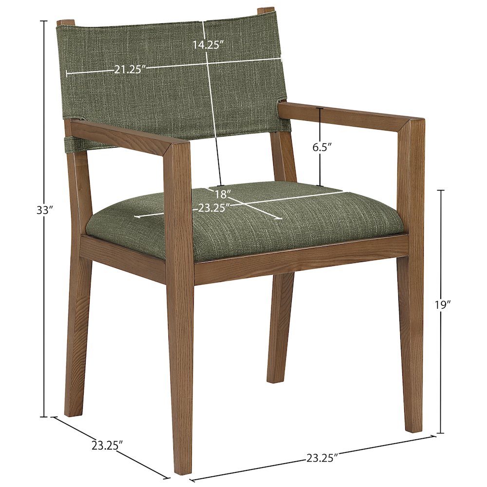 Avon Olive Linen Textured Fabric Dining Arm Chair. Picture 9