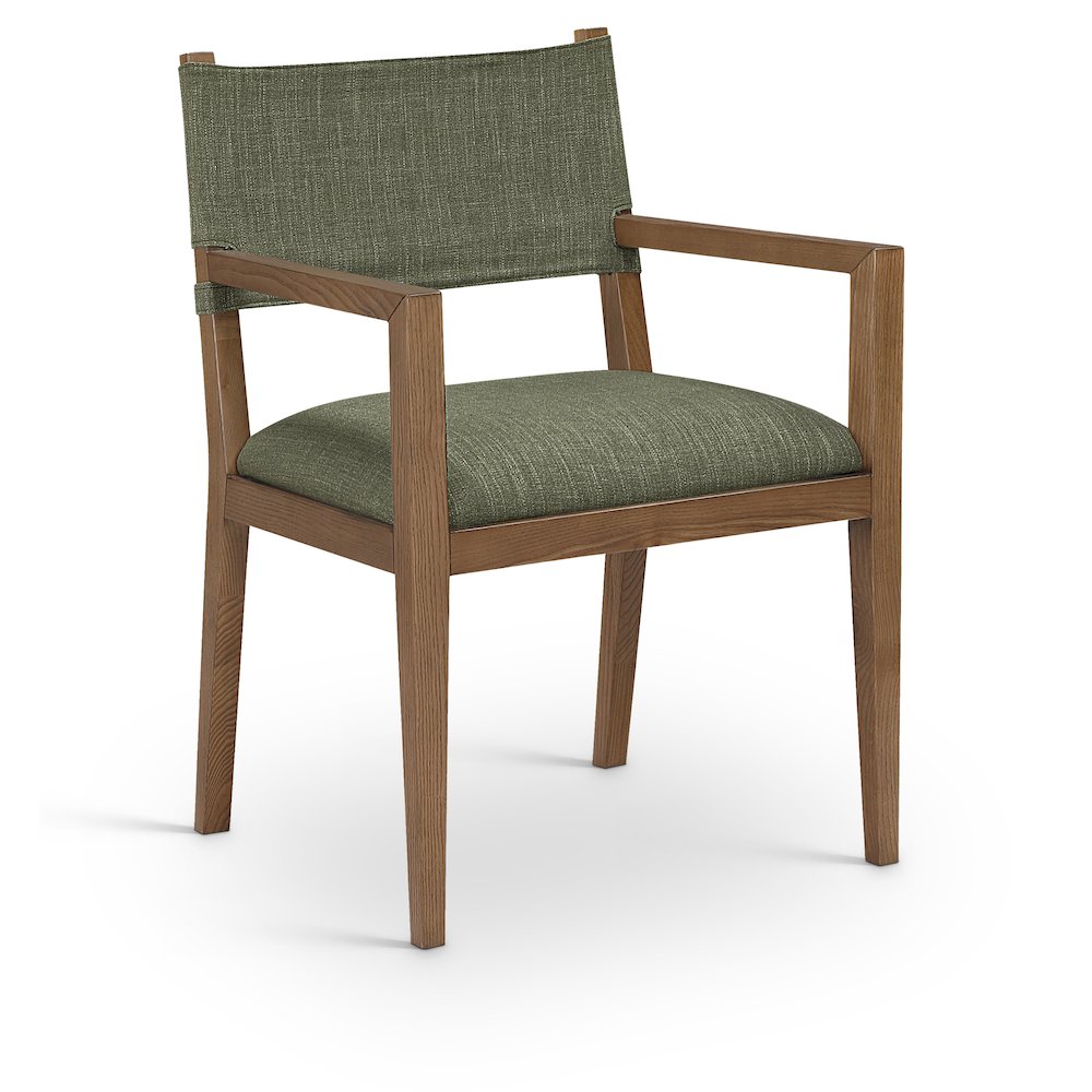 Avon Olive Linen Textured Fabric Dining Arm Chair. Picture 1