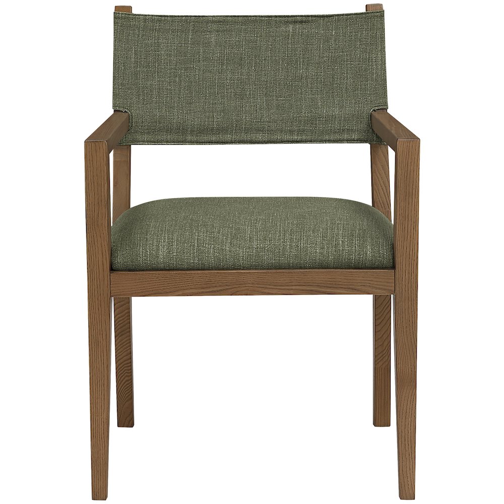 Avon Olive Linen Textured Fabric Dining Arm Chair. Picture 2
