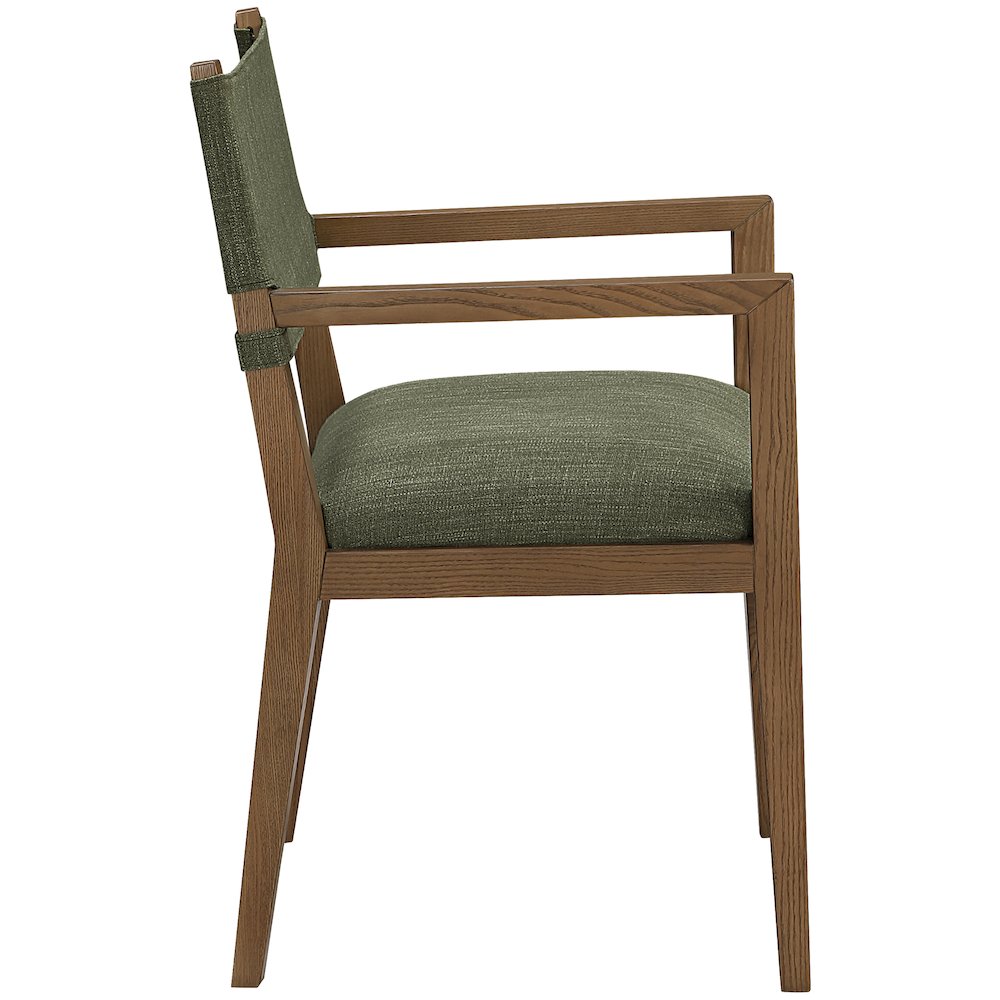 Avon Olive Linen Textured Fabric Dining Arm Chair. Picture 8
