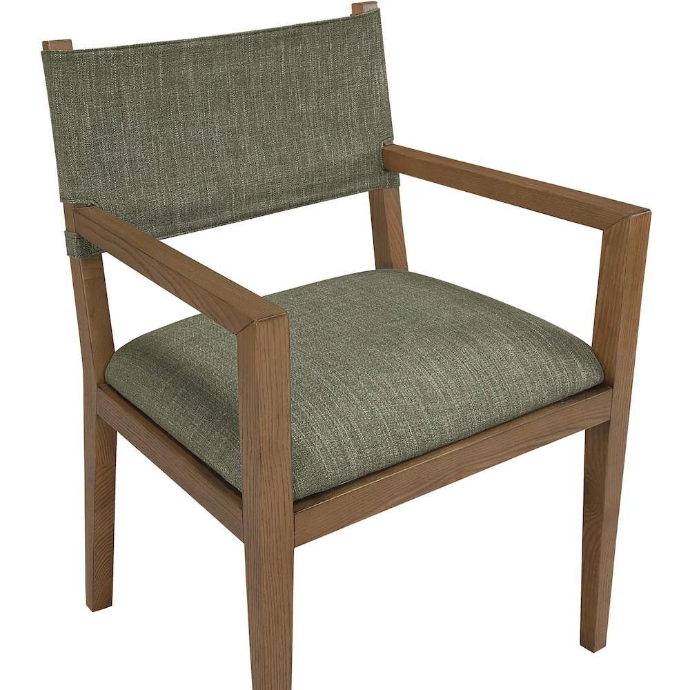 Avon Olive Linen Textured Fabric Dining Arm Chair. Picture 4