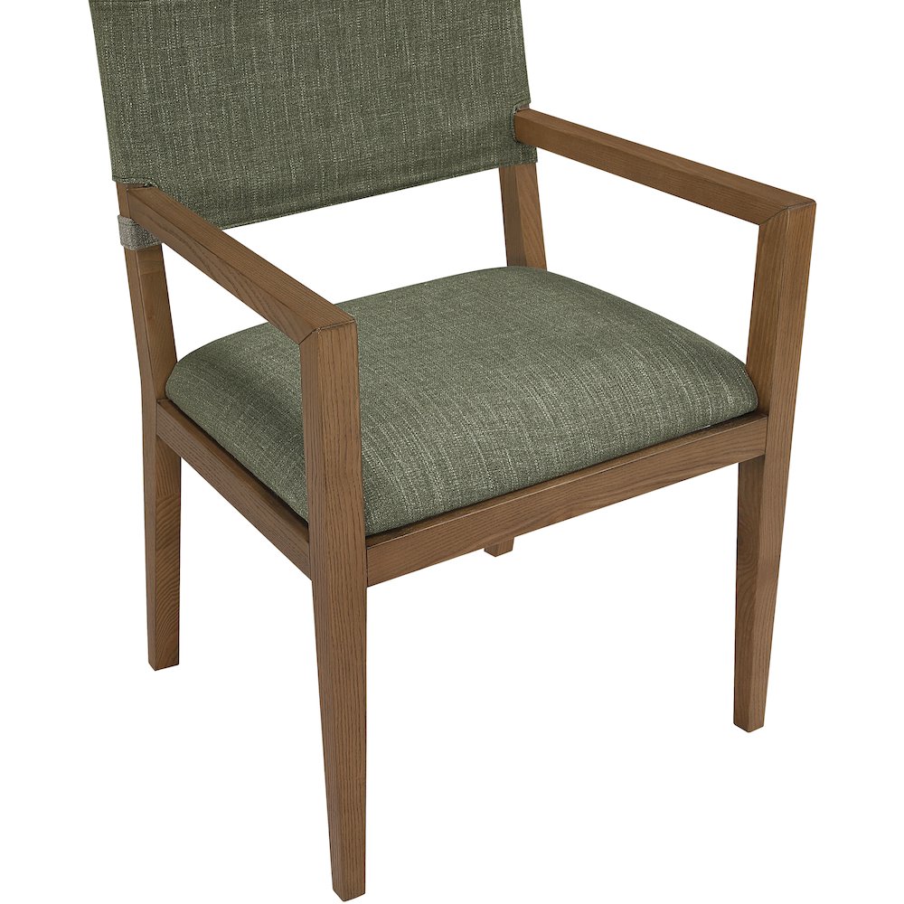 Avon Olive Linen Textured Fabric Dining Arm Chair. Picture 5