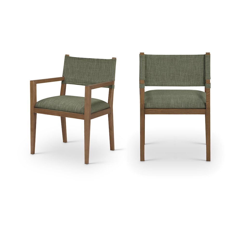 Avon Olive Linen Textured Fabric Dining Arm Chair. Picture 11