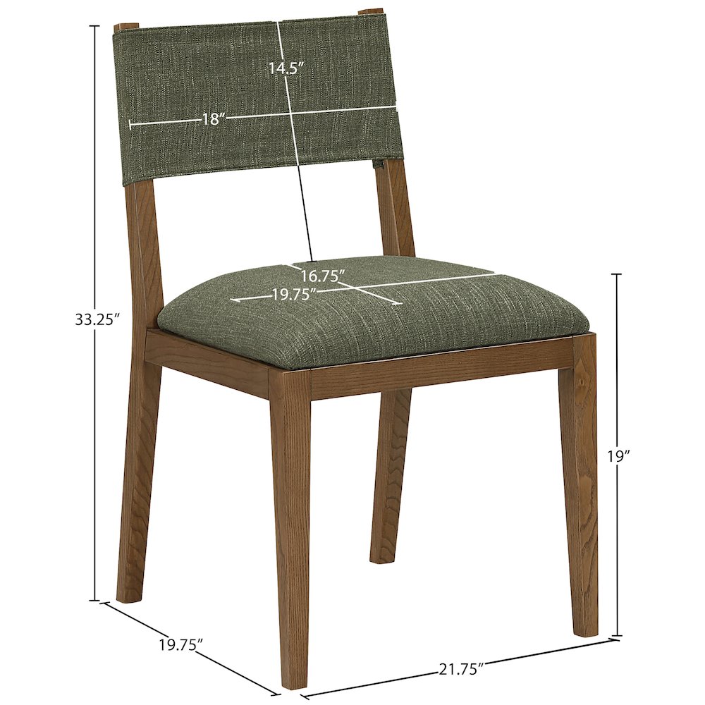 Avon Olive Linen Textured Fabric Dining Side Chair, Set of 2. Picture 11