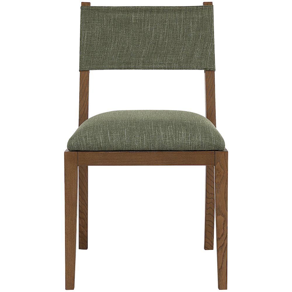 Avon Olive Linen Textured Fabric Dining Side Chair, Set of 2. Picture 3