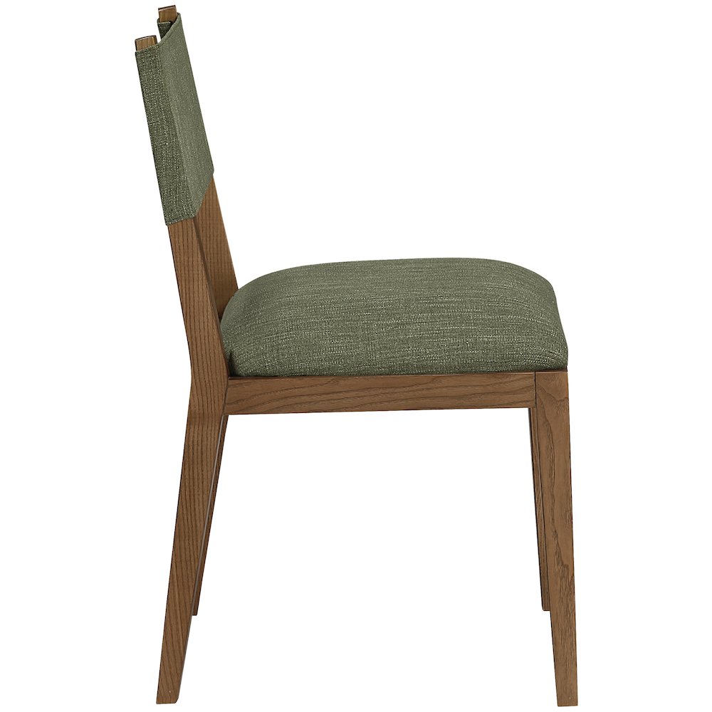 Avon Olive Linen Textured Fabric Dining Side Chair, Set of 2. Picture 4
