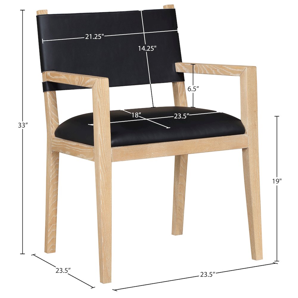 Avon Black Vegan Leather Dining Arm Chair. Picture 6