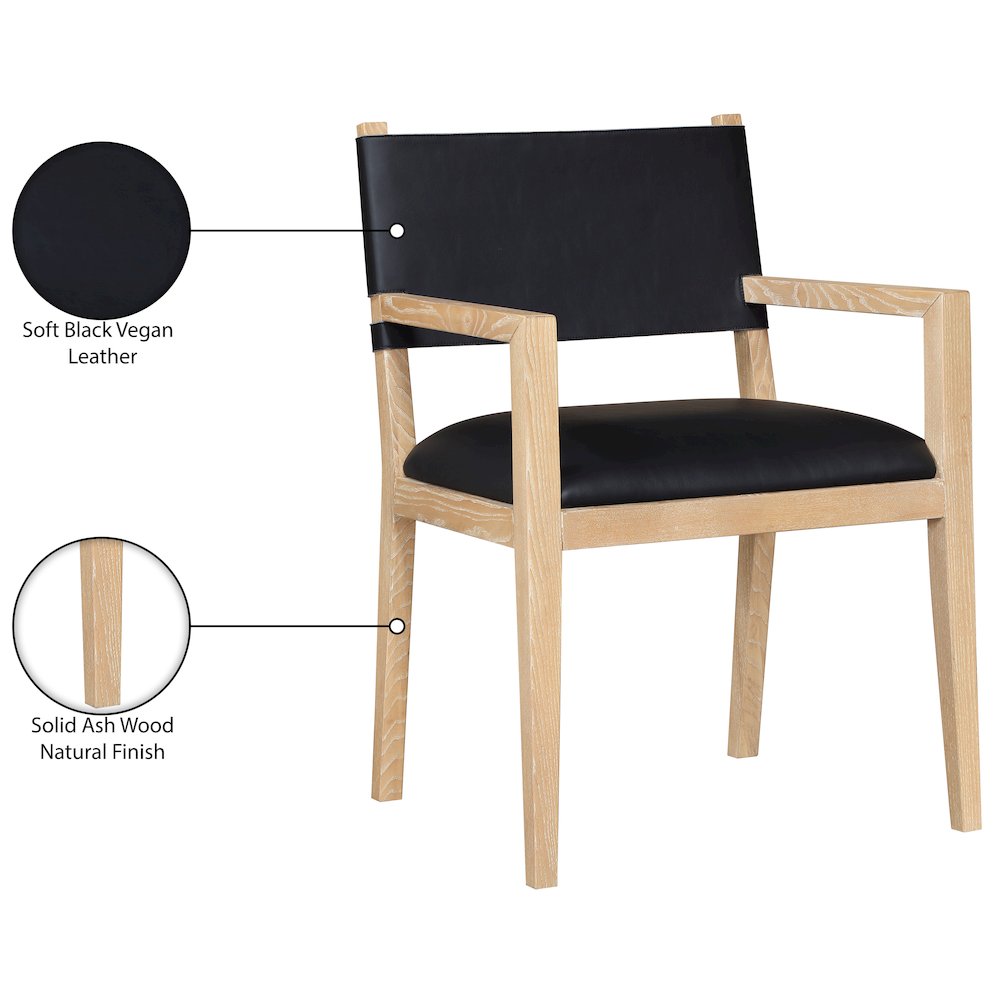 Avon Black Vegan Leather Dining Arm Chair. Picture 9