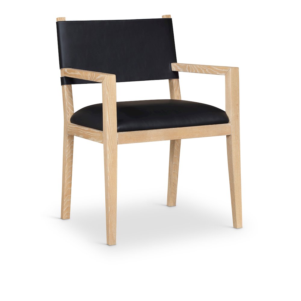Avon Black Vegan Leather Dining Arm Chair. Picture 1
