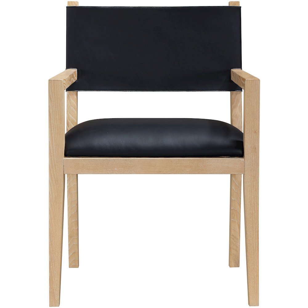 Avon Black Vegan Leather Dining Arm Chair. Picture 2