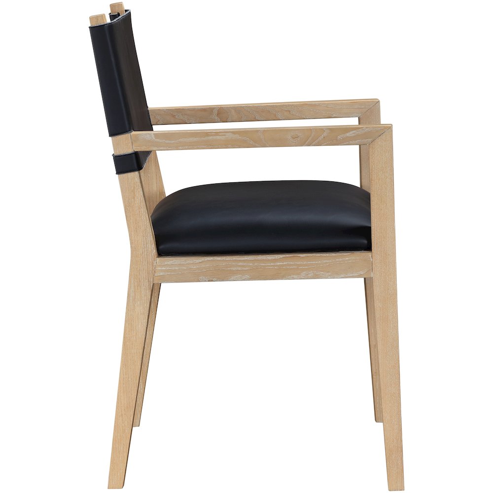 Avon Black Vegan Leather Dining Arm Chair. Picture 8