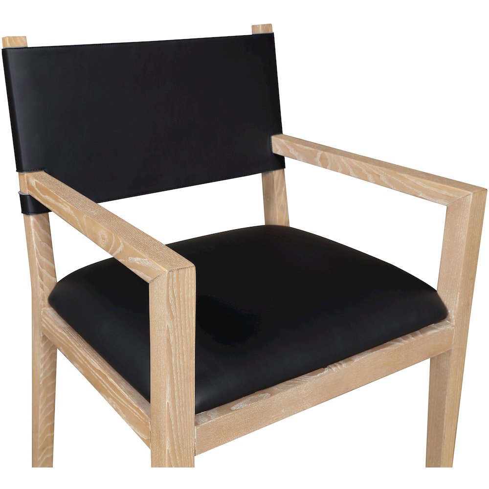 Avon Black Vegan Leather Dining Arm Chair. Picture 4