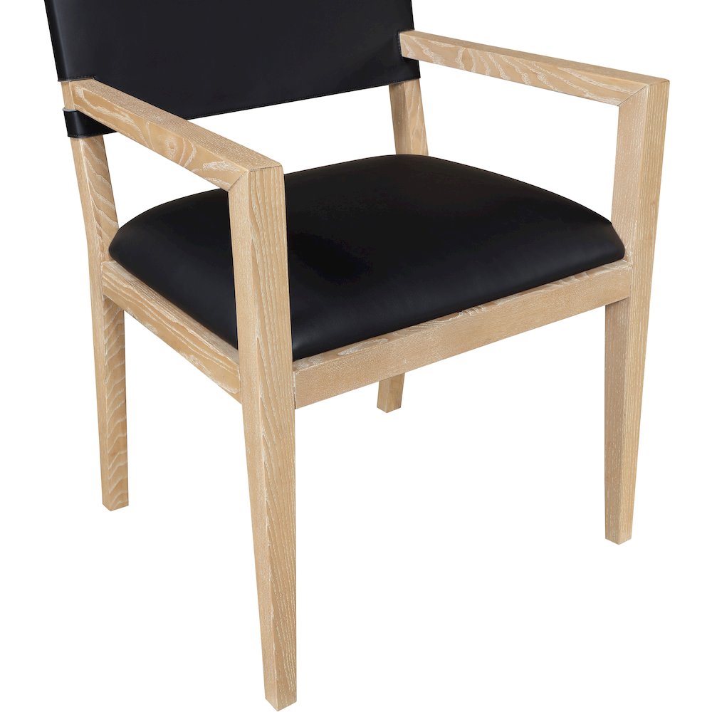 Avon Black Vegan Leather Dining Arm Chair. Picture 5
