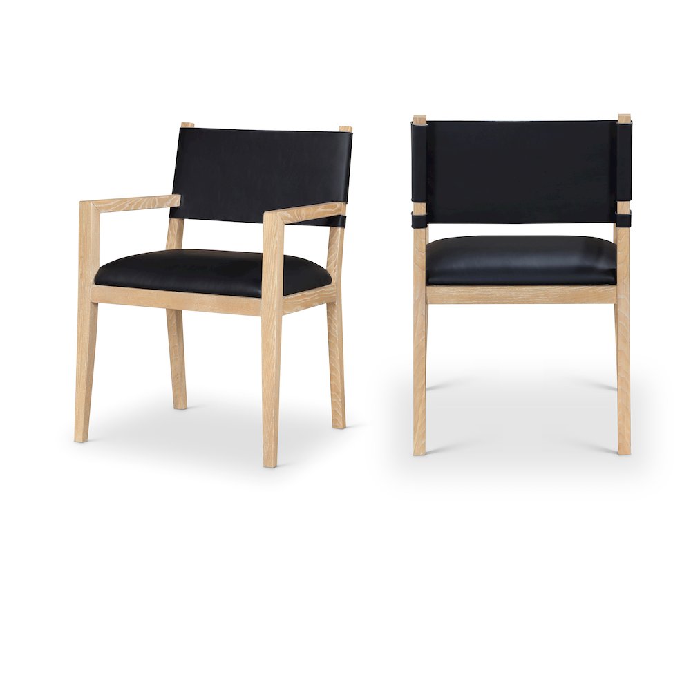 Avon Black Vegan Leather Dining Arm Chair. Picture 10