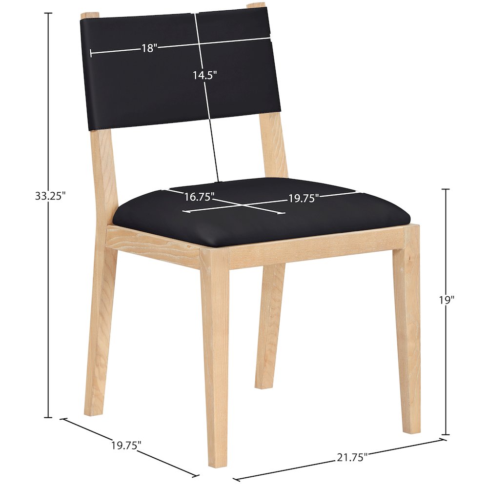 Avon Black Vegan Leather Dining Side Chair, Set of 2. Picture 10
