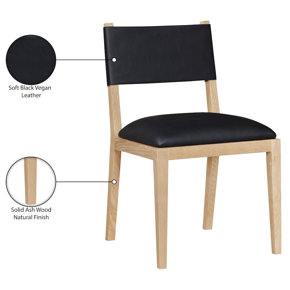 Avon Black Vegan Leather Dining Side Chair, Set of 2. Picture 11