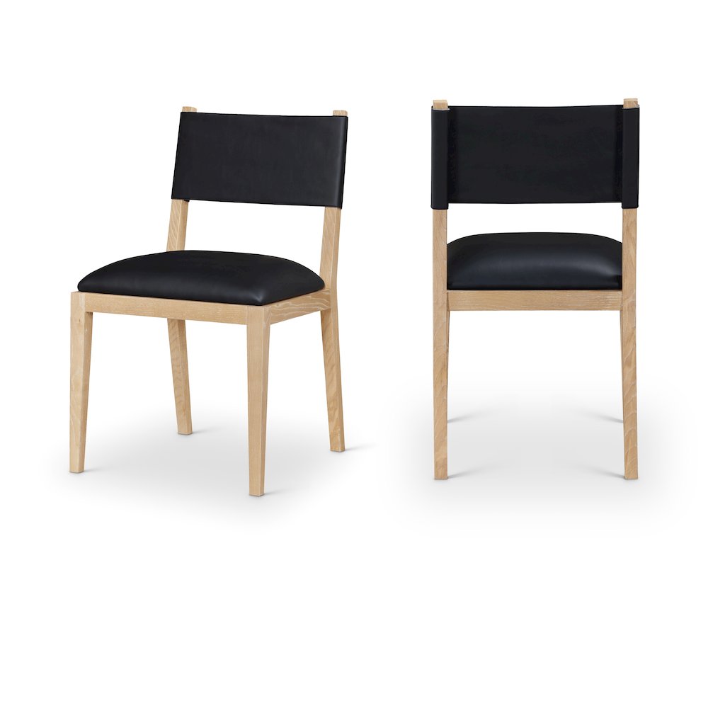 Avon Black Vegan Leather Dining Side Chair, Set of 2. Picture 1