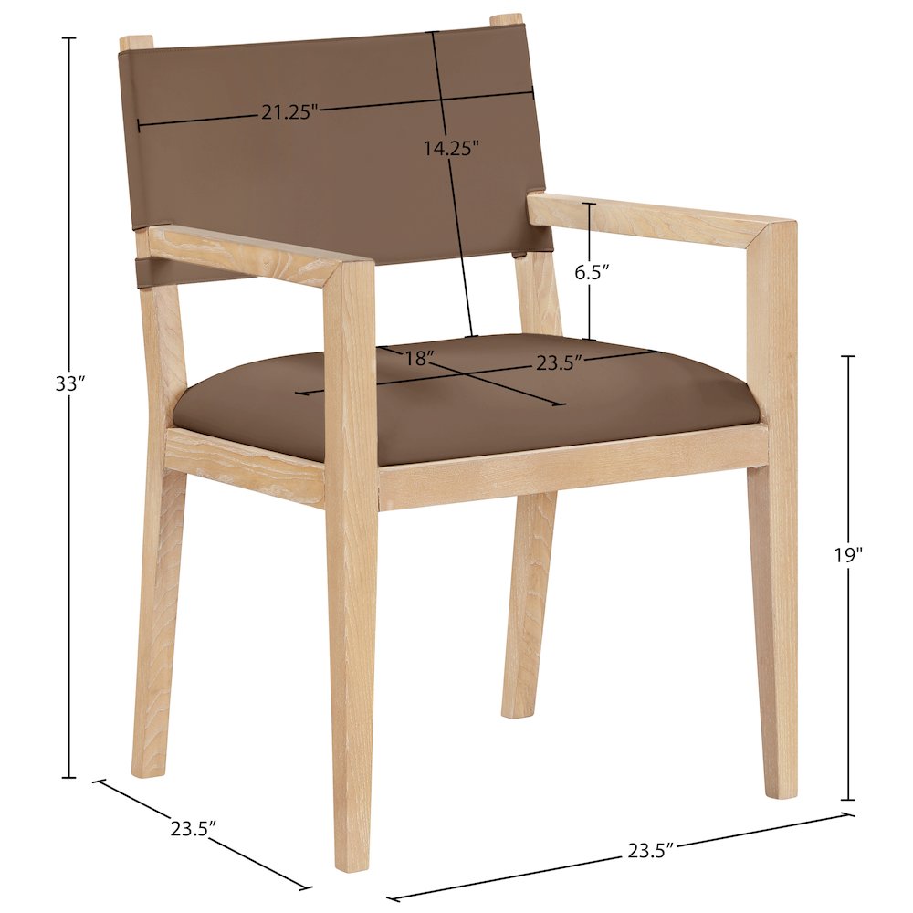 Avon Brown Vegan Leather Dining Arm Chair. Picture 6