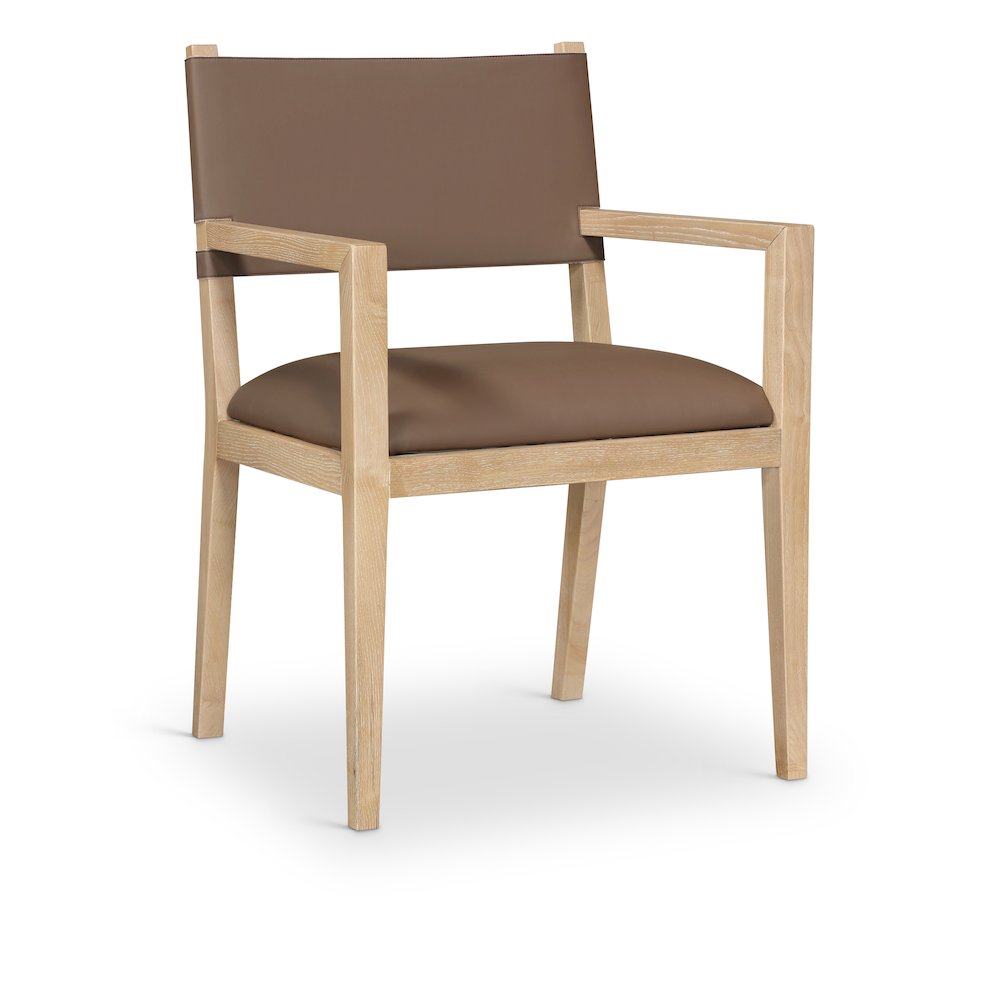 Avon Brown Vegan Leather Dining Arm Chair. Picture 1
