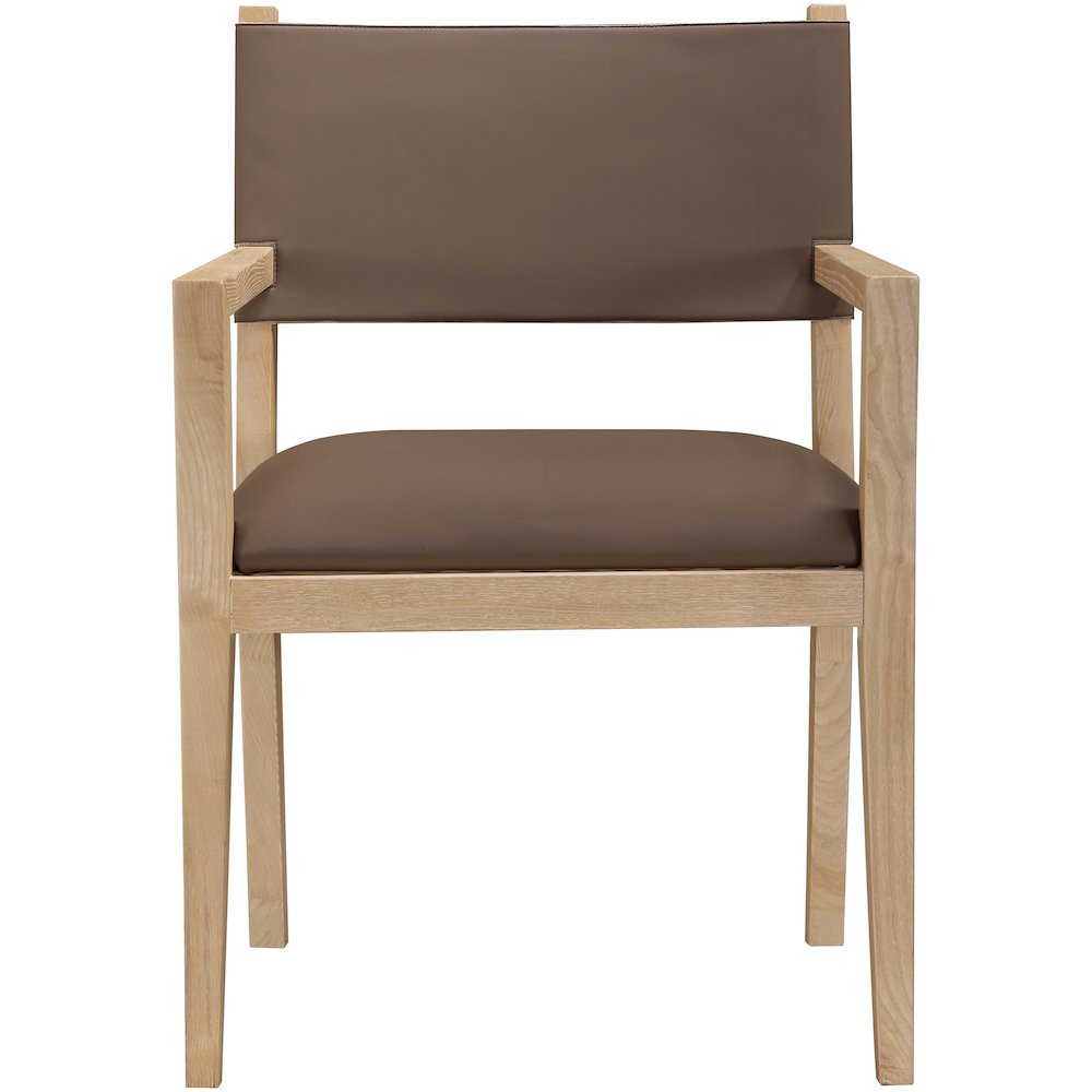 Avon Brown Vegan Leather Dining Arm Chair. Picture 2