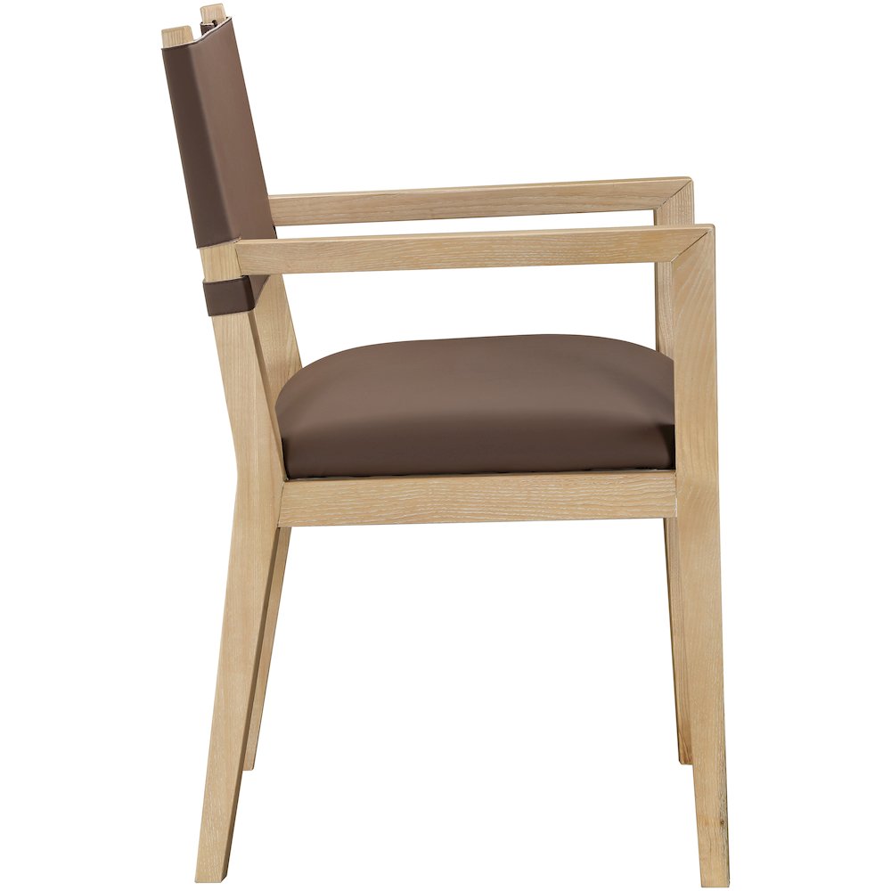 Avon Brown Vegan Leather Dining Arm Chair. Picture 8