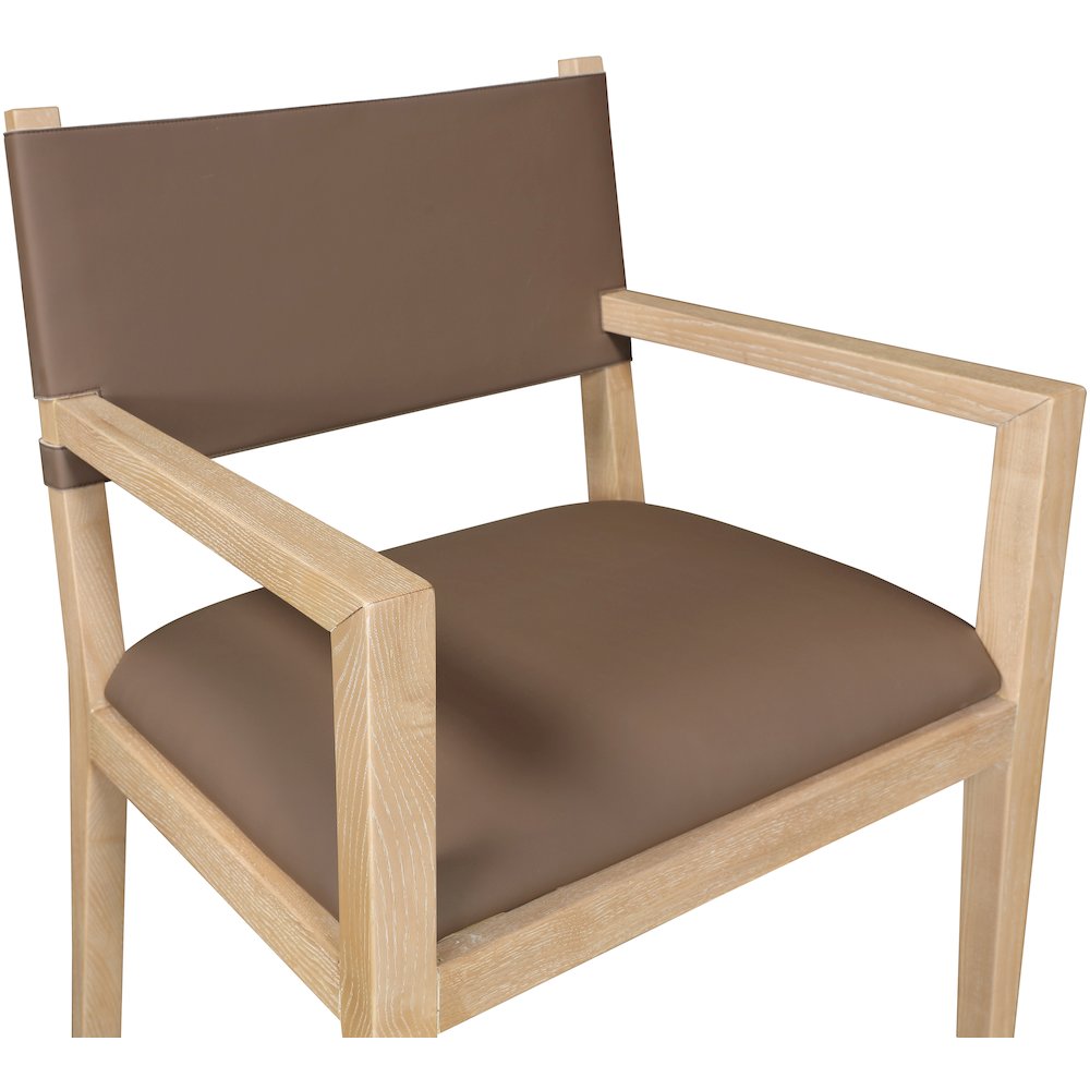 Avon Brown Vegan Leather Dining Arm Chair. Picture 4