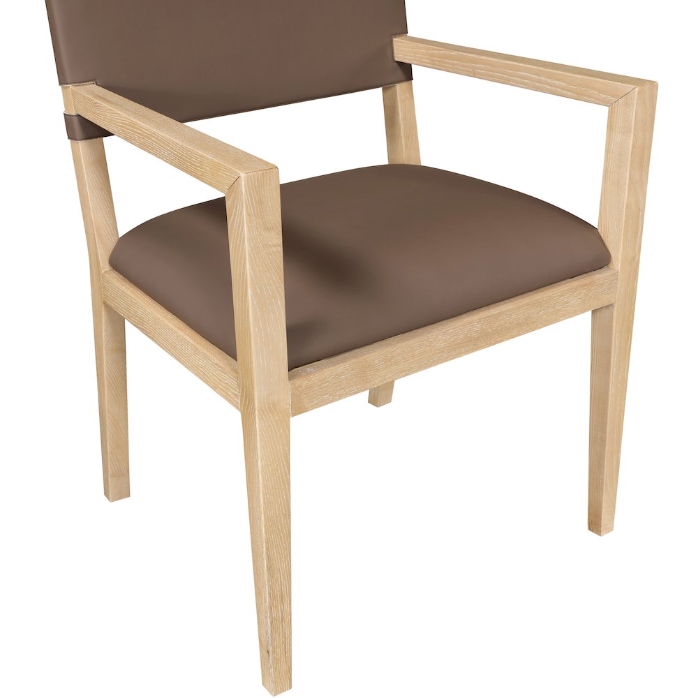 Avon Brown Vegan Leather Dining Arm Chair. Picture 5